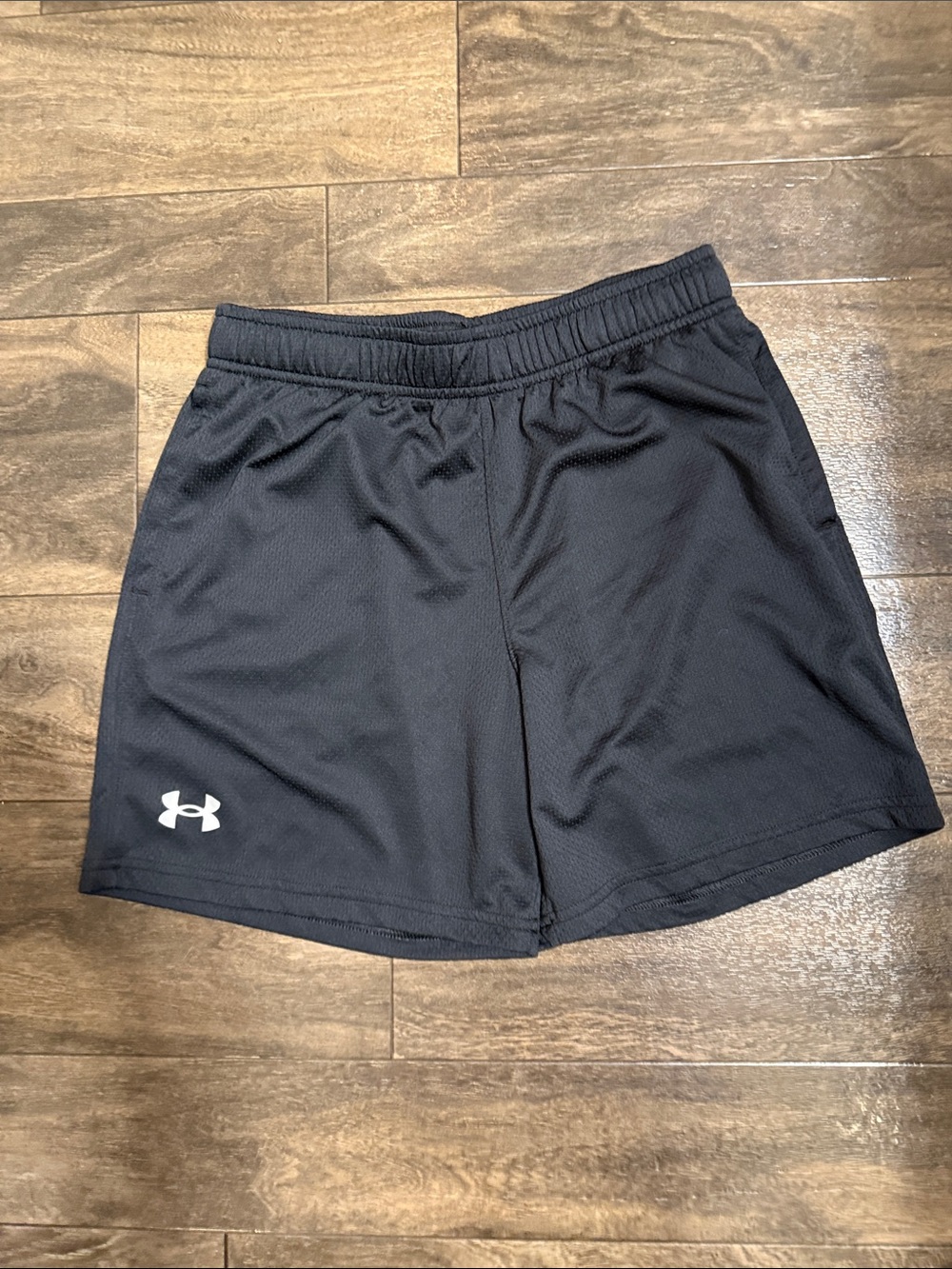 Under Armour Black Men's Athletic Mesh Shorts with White Logo